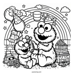 Elmo Playing With Toys With Friend