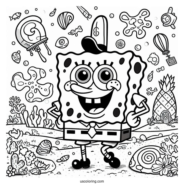 Easy SpongeBob SquarePants Coloring Page For Kids