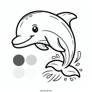 Simple Outline Of Smiling Dolphin To Color
