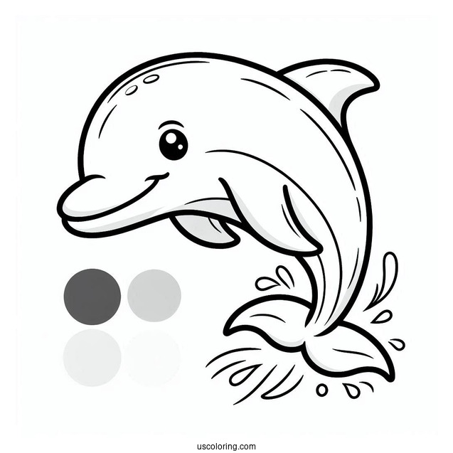 Simple Outline Of Smiling Dolphin To Color