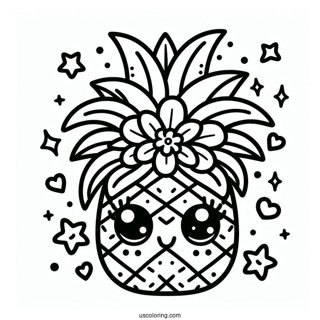 Cute Kawaii Outline Of Pineapple Lily Shopkins