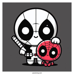 Kawaii Spider Man And Deadpool To Color