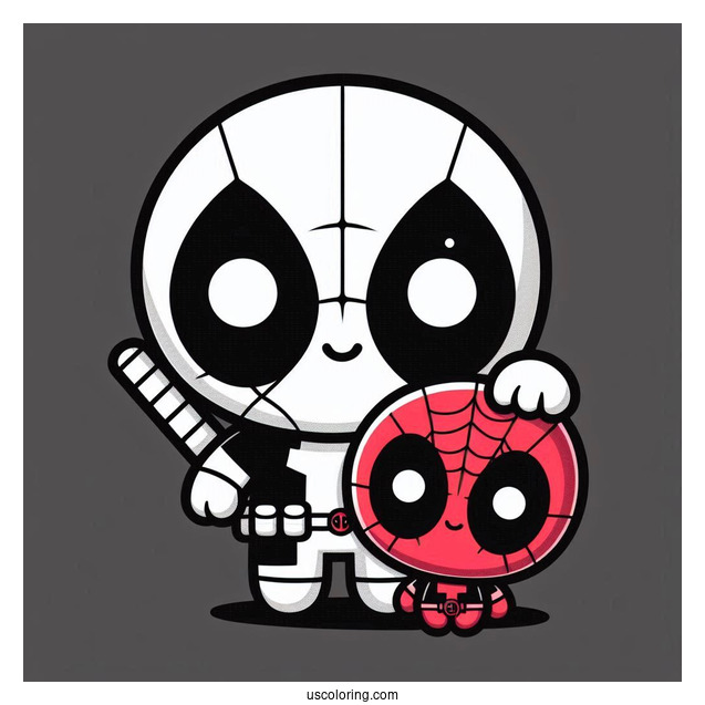 Kawaii Spider Man And Deadpool To Color