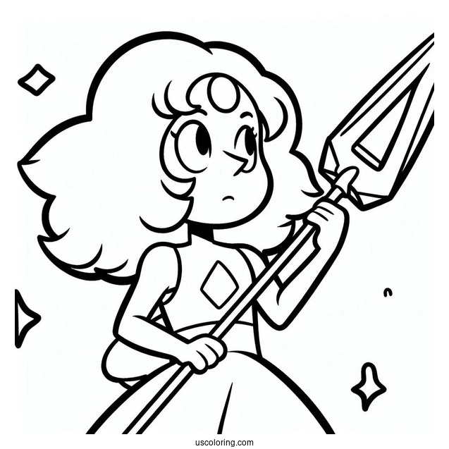 Steven Universe Coloring Page Of Simple Pearl Holding Spear
