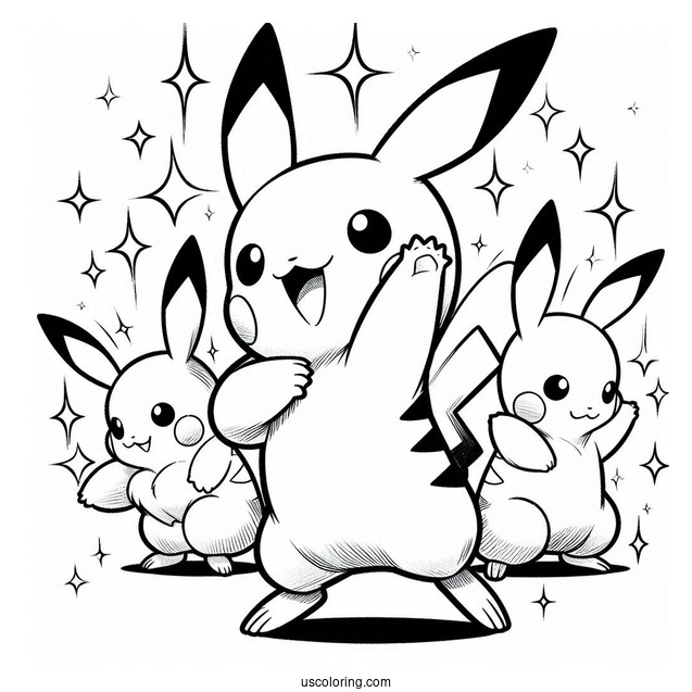 Pichu, Raichu, And Pikachu Dancing
