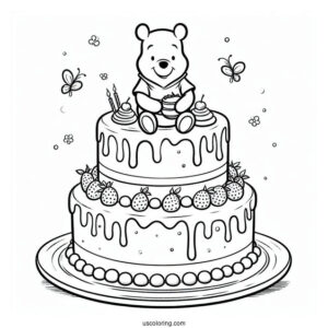 Winnie The Pooh Tiered Cake Coloring Page