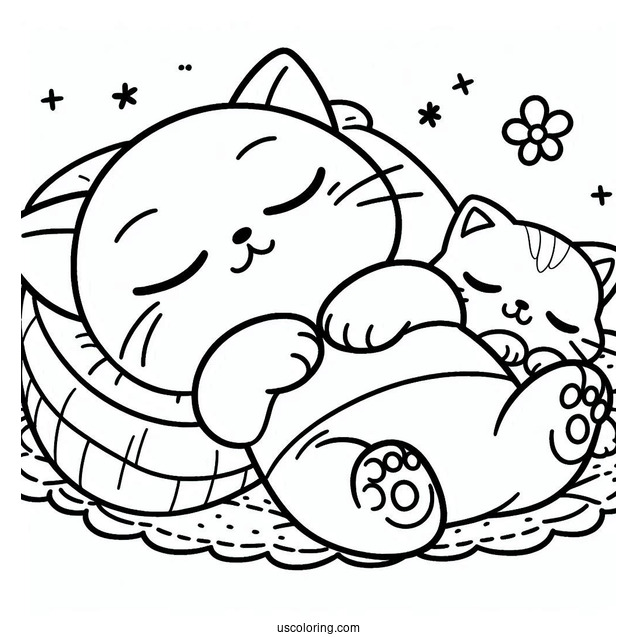 Smiling Critters Coloring Page Of Simple CatNap Outline