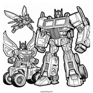 Optimus Prime And Bumblebee Rescue Bots Coloring Page