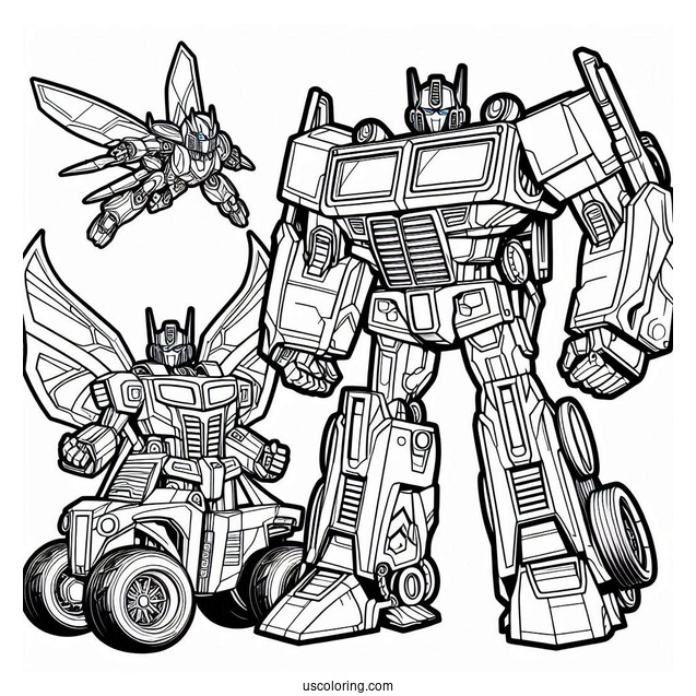 Optimus Prime And Bumblebee Rescue Bots Coloring Page
