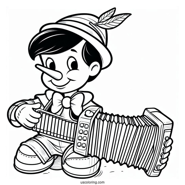 Pinocchio Coloring Page Of Playing The Accordion