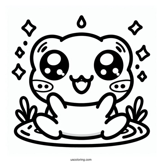 Cute Kawaii Frog Coloring Sheet