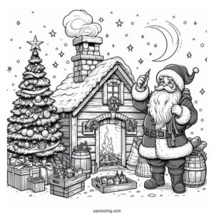 Realistic Santa_s Workshop To Color