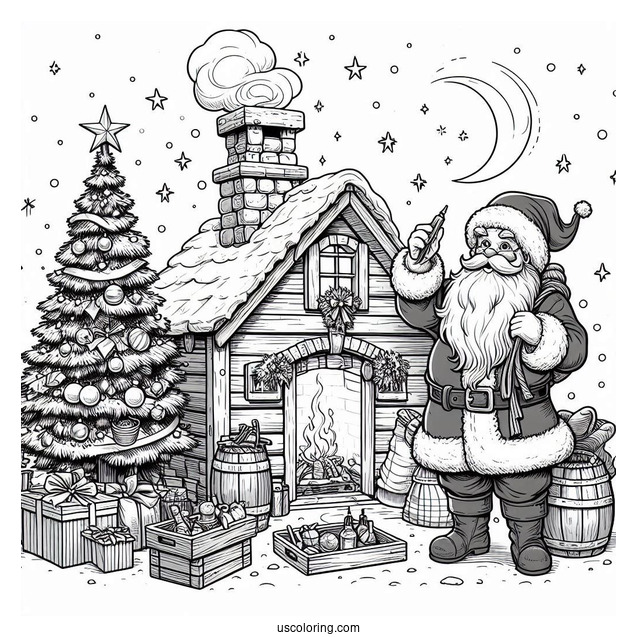 Realistic Santa_s Workshop To Color