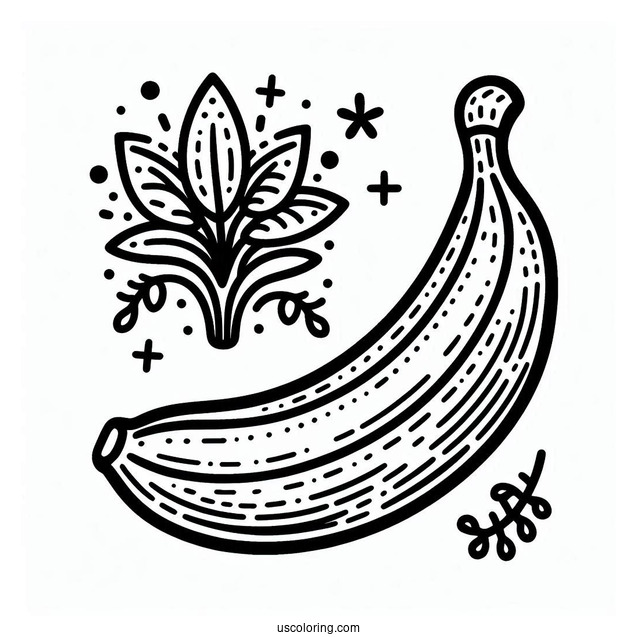 Easy Outline Of Banana To Color For Preschoolers
