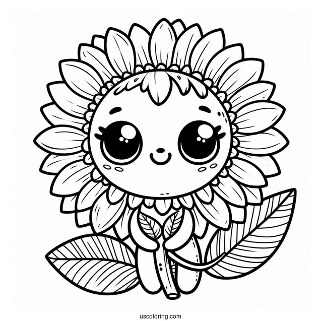 Cute Smiling Sunflower Coloring For Kids