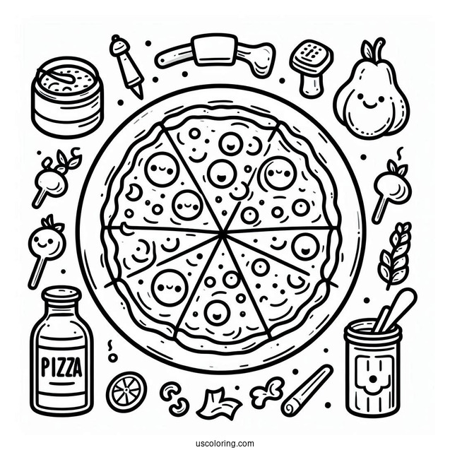 Simple Outline Of Pizza To Color For Kids