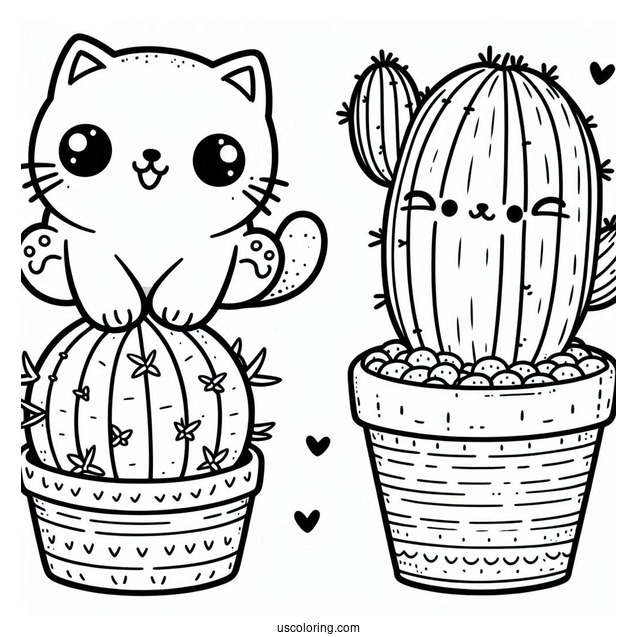 Kawaii Cactus Plants With Cat