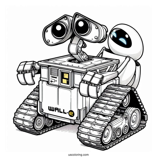 Wall-E And Eve Robot Coloring Page