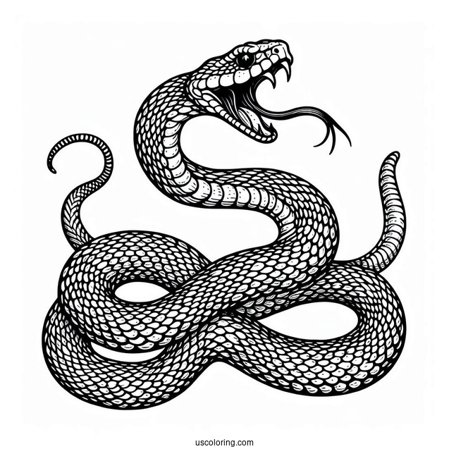 Rattlesnake With Arced Tail In Attack Position