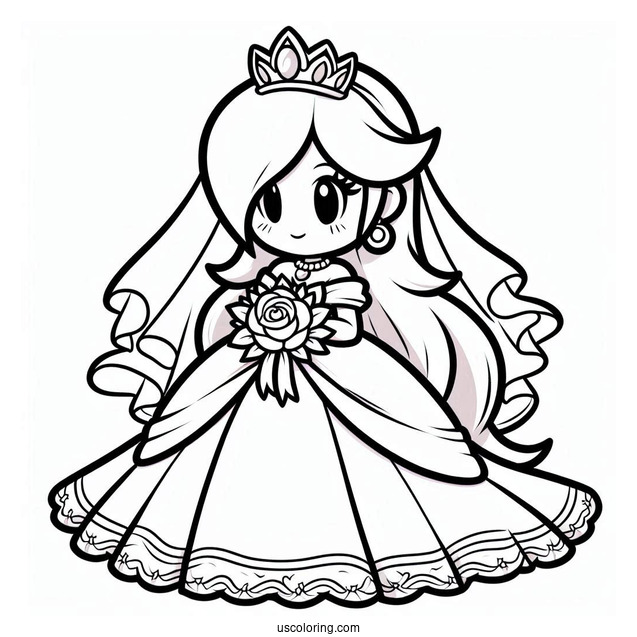Easy Rosalina Coloring Page In Wedding Dress