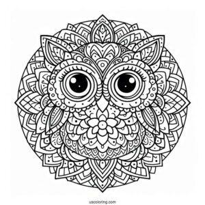 Mandala Owl Coloring Page
