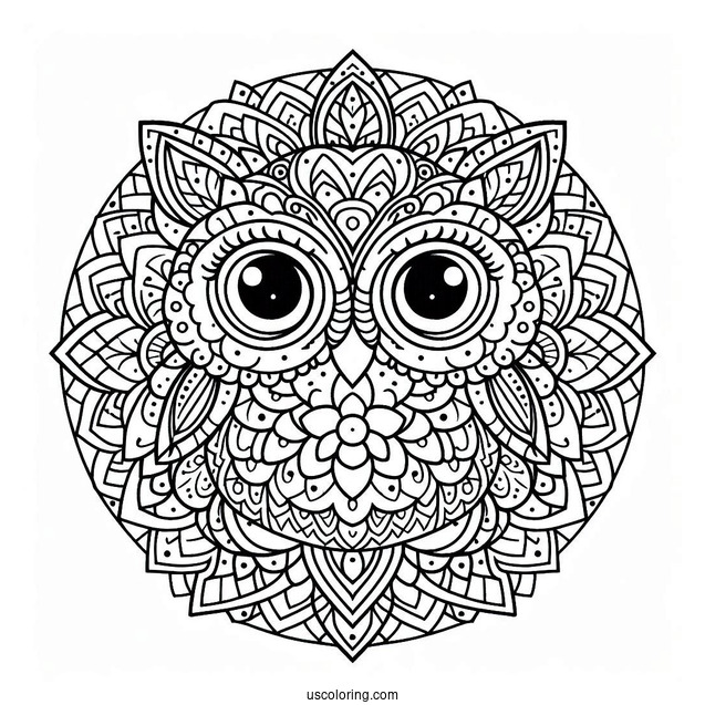 Mandala Owl Coloring Page