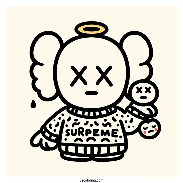 KAWS Coloring Page Companion In Supreme Sweater