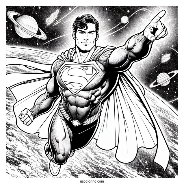 Justice League Coloring Page Of Superman In Space Coloring Sheet
