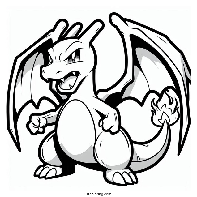 Angry Charizard Coloring In For Preschoolers