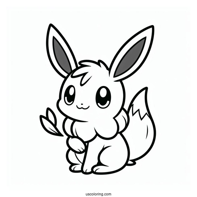 Easy Outline Of Smiling Sylveon Coloring Page For Preschoolers