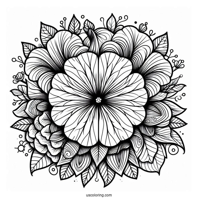 Flower Coloring Pages Of Simple Petunia Mandala