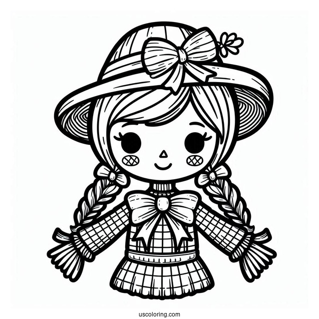 Simple Scarecrow Coloring Page With A Bowtie For Kids