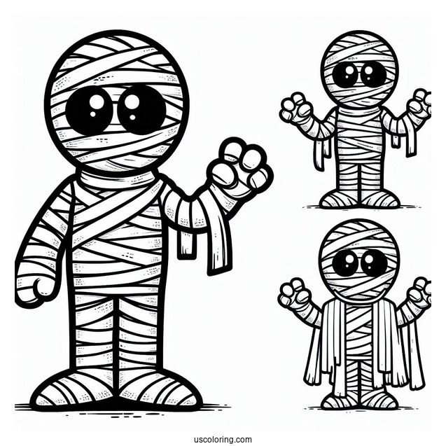 Detailed Cartoon Mummy Coloring Page