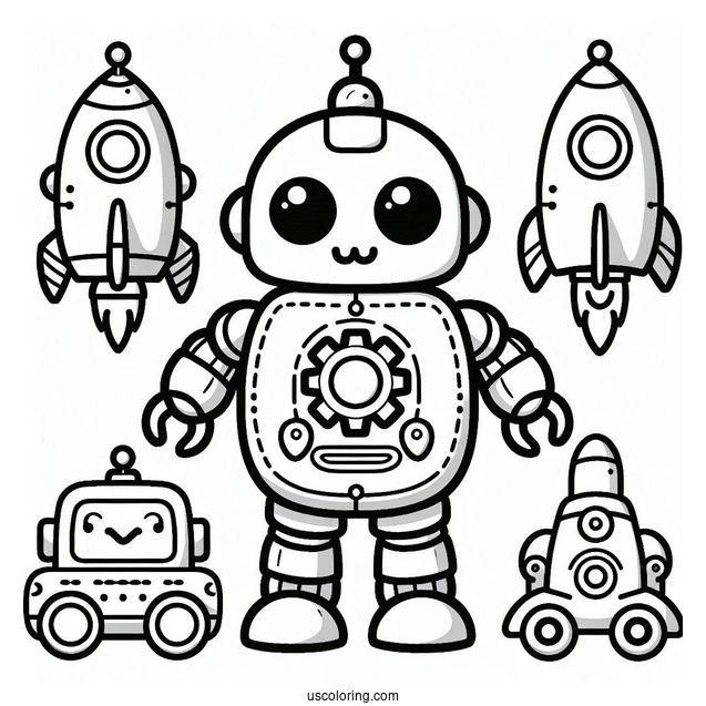 Cute Toy Robot Coloring Page For Preschoolers