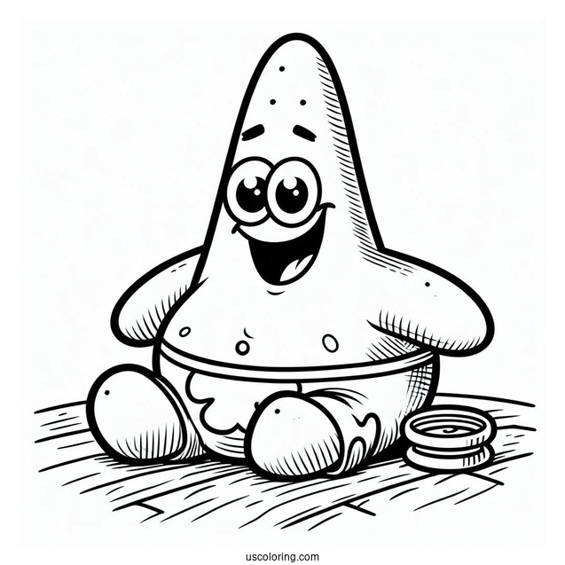 Patrick Star Coloring Page Grinning On The Floor