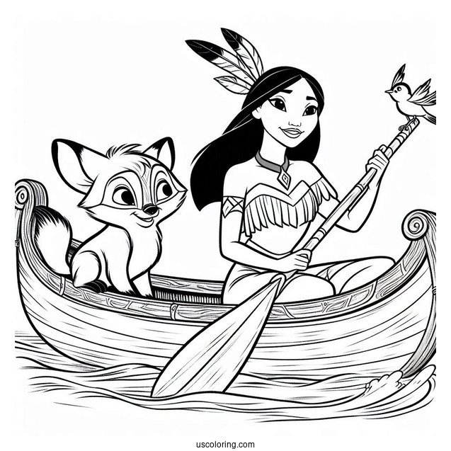 Meeko And Percy On Canoe Coloring In