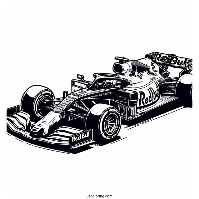 Red Bull Racing RB14 F1 Coloring Page Car