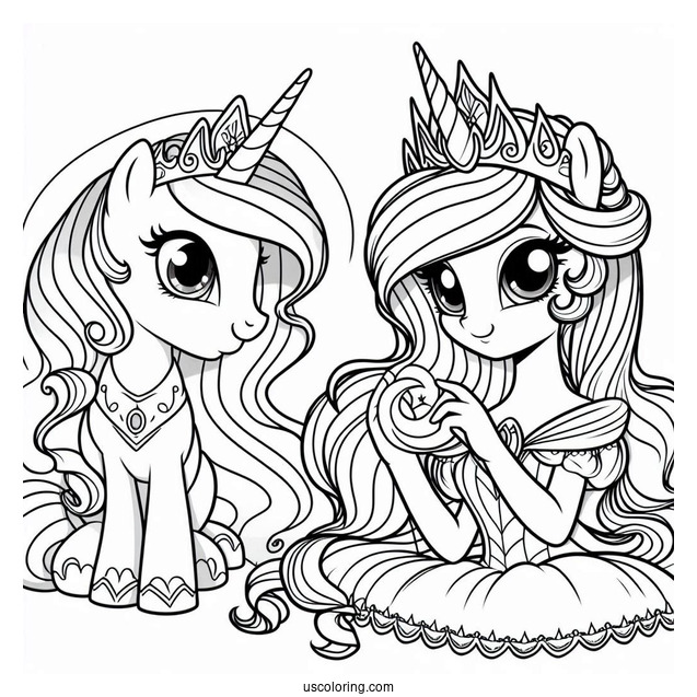 Young Princess Celestia Coloring Page And Princess Luna Playing
