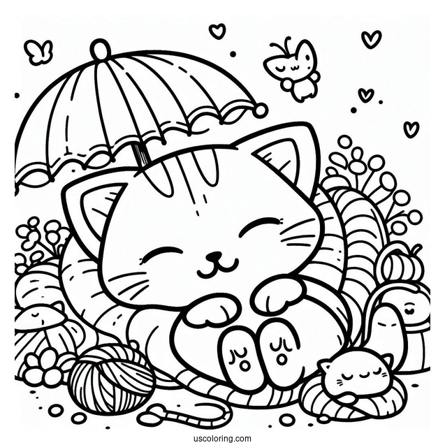 Smiling Critters Coloring Page Of Simple CatNap Outline