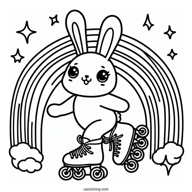 Sunny Bunnies Coloring Page Of Shiny Rollerblading On The Rainbow