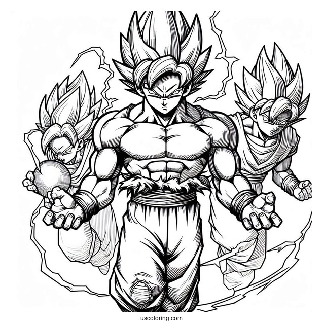 Detailed Dragon Ball Z Art With Iconic Characters To Color