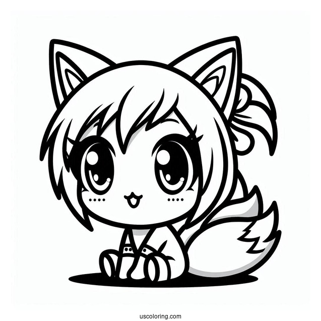 Kawaii Cartoon Tails Coloring Page For Kids