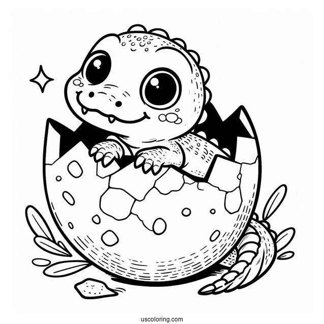Coloring Page Of Baby Crocodile Hatching From Egg