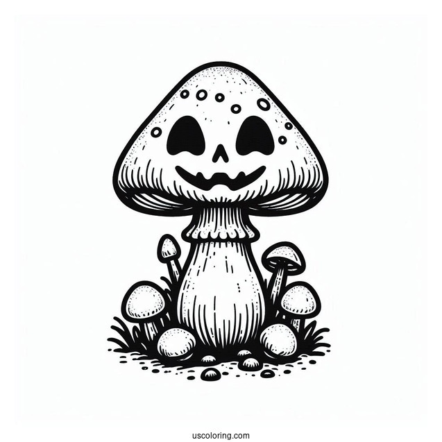 Jack O Lantern Mushroom Coloring Page