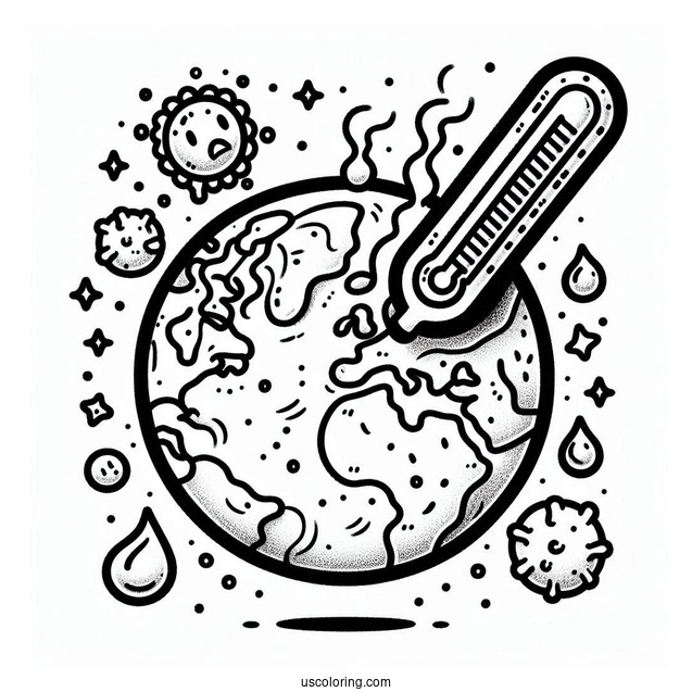 Sick Earth With A Thermometer In Its Mouth