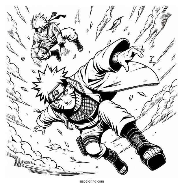 Naruto Coloring Page And Kakashi Falling From The Sky