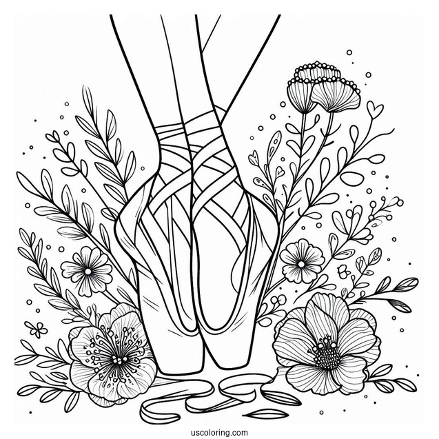 Ballerina Dance Shoes Coloring Sheet