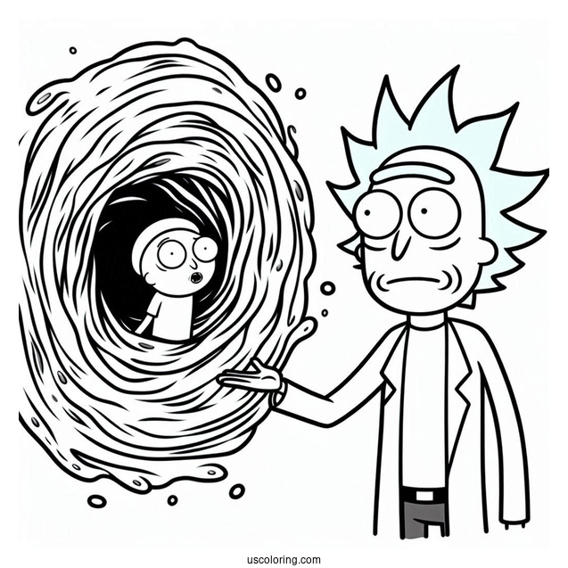 Morty Next To Wormhole With Pursed Lips