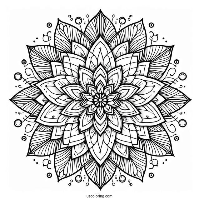 Multi Layered Flower Mandala Coloring Page