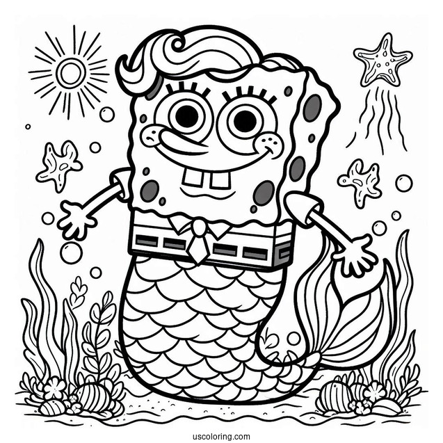 SpongeBob Coloring Page Mermaid Man